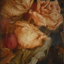 「香る余韻」
シナベニヤに綿布　白亜地　油絵具　銀箔
Ｆ４
2012年