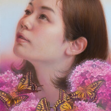 吸蜜
シナベニヤ、綿布、白亜地、油絵具
333×190mm
2025年