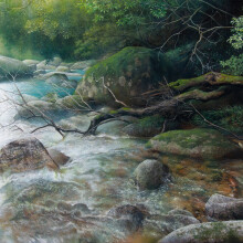 流転
シナベニヤ、綿布、白亜地、油絵具
530×727mm
2025年