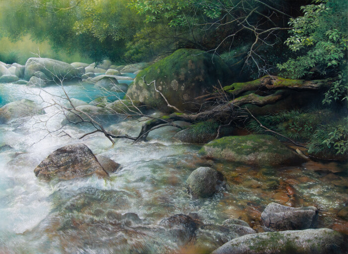 流転
シナベニヤ、綿布、白亜地、油絵具
530×727mm
2025年