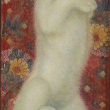 「愛猫」
シナベニヤに綿布　白亜地　油絵具
45，5×19㎝
2012年