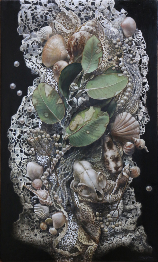 「それぞれの空白」 シナベニヤ　綿布　白亜地　油絵具 M８ 2015年