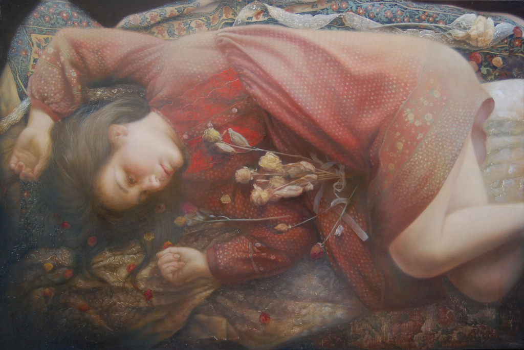 「散りゆく時の中で」 シナベニヤ　綿布　白亜地　油絵具 M30　 2013年